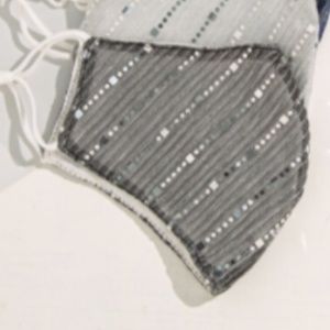 Charcoal Sequin Striped Face Mask